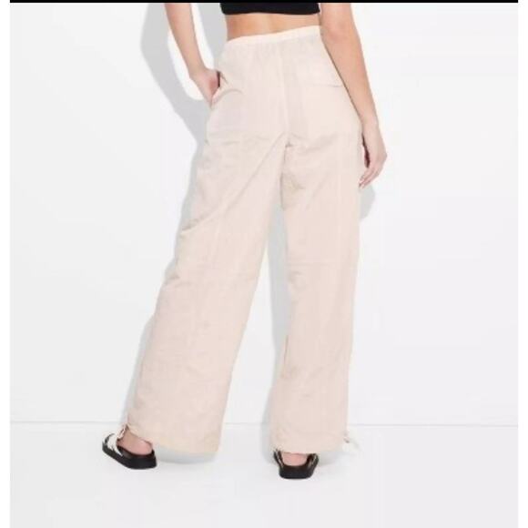 Wild Fable Mid-Rise Wide Leg Parachute Pants - Light Beige Women's M - Picture 2 of 5